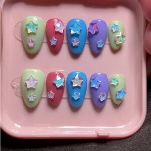 Colorful Star Press-On Nails